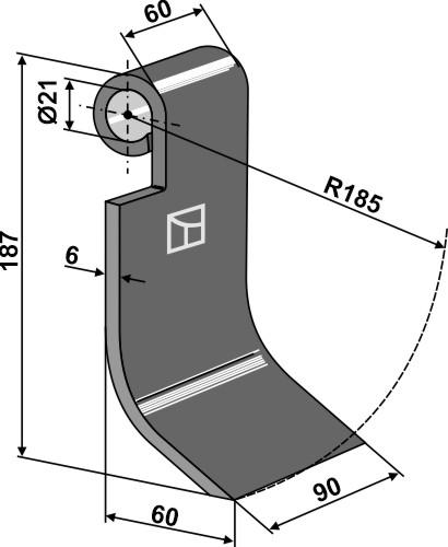 Slagle 187x90mm, venstre