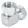 Hydraulikadapter 1/2'' BSP Drejelig hun x 1/2'' BSP Drejelig hun 90° Kompakt udstødningsbøjning
