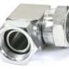 Hydraulikadapter 3/4'' BSP Drejelig hun x 3/4'' BSP Drejelig hun 90° Kompakt udstødningsbøjning