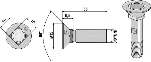 Plovbolt 3/8''UNFx35 - 8.8