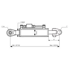 Topstang (hydraulisk) (Kat.2/3 (Ø25/32mm)) Led og Kugle, Cylinderdiameter: 90mm, Min. længde : 640mm.