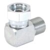 Hydraulikadapter 1/2'' BSP Han x 1/2'' BSP Drejelig hun 90° Kompakt udstødningsbøjning