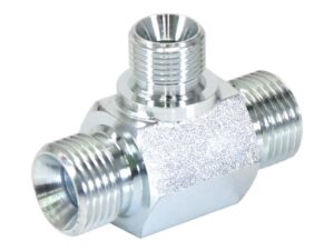 Hydraulisk T-stykke 1/2'' BSP Han x 1/2'' BSP Han x 3/8'' BSP Han