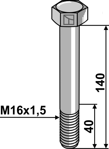 Bolt M16x1,5x140 - 8.8