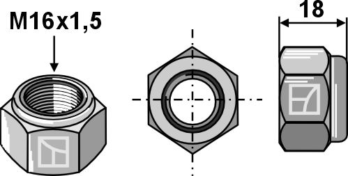 Låsemøtrik - M16x1,5 - 8,8