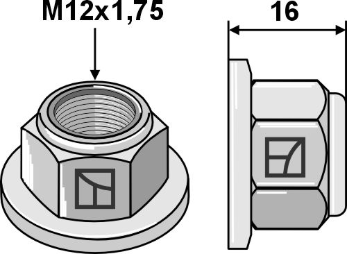 Låsemøtrik M12x1,75 - 8,8 m. polystop