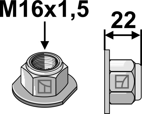 Låsemøtrik M16x1,5 - 10,9 m. polystop
