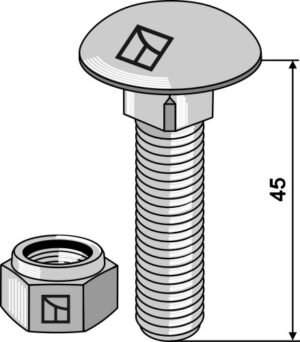 Bræddebolt M12x1,75x45 m. låsemøtrik