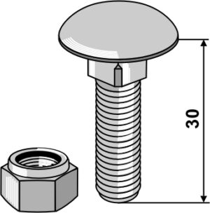 51-1029 Bræddebolt M10x1,5x30 m. låsemøtrik