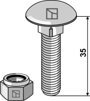 Bræddebolt M10x1,5x35 m. låsemøtrik