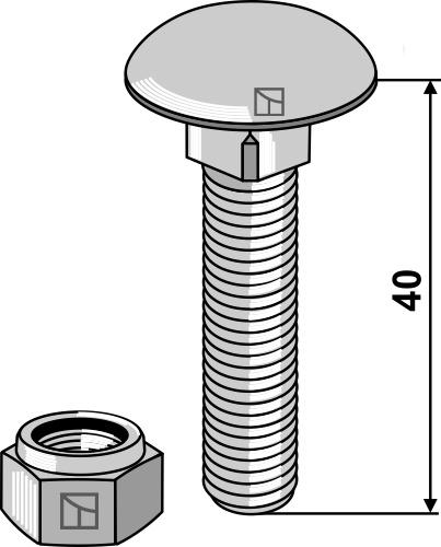 Bræddebolt M10x1,5x40 m. låsemøtrik
