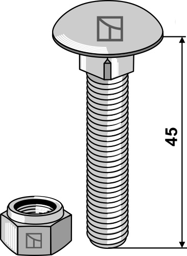 Bræddebolt M10x1,5x45 m. låsemøtrik