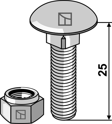 Bræddebolt M8x1,25x25 m. låsemøtrik
