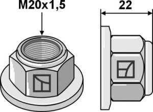 Låsemøtrik M20x1,5 - 10,9 m. polystop