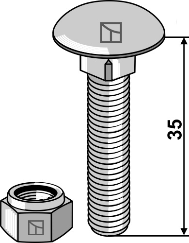 Bræddebolt M8x1,25x35 m. låsemøtrik