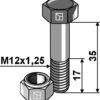 Bolt M12x1,25x35 m. låsemøtrik