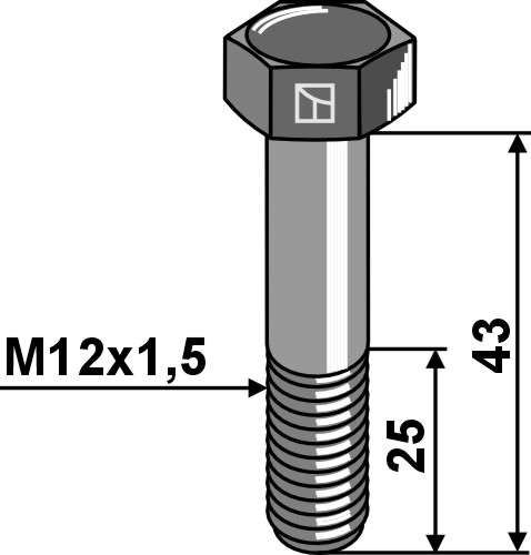 Bolt M12x1,5x43 - 12.9