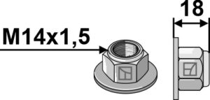 Låsemøtrik M14x1,5 - 10,9 m. polystop