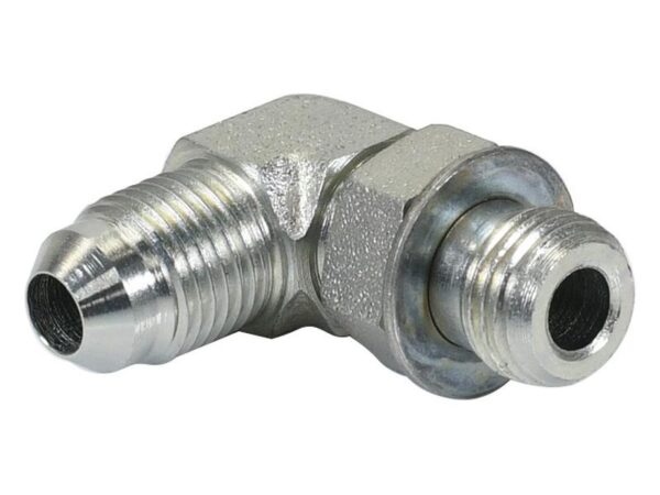 Hydraulikadapter 1/2'' JIC Han x 1/2'' UNF Han 90° positionel smedet albue
