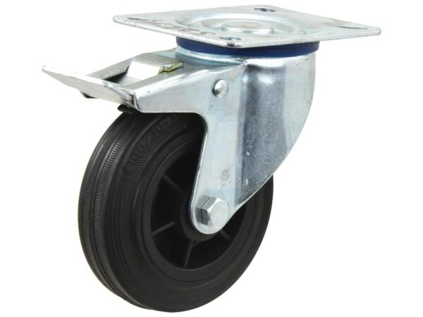 Braked Gummi Hjul - Kapacitet: 205kgs, Hjul Ø mm: 200mm