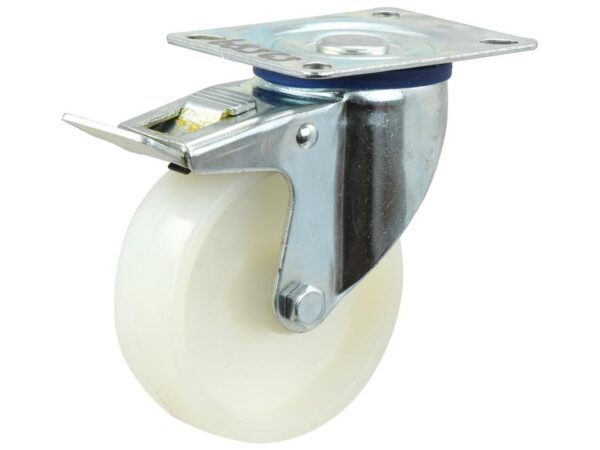 Braked plastik/Nylon Hjul - Kapacitet: 120kgs, Hjul Ø mm: 80mm