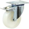 Braked plastik/Nylon Hjul - Kapacitet: 130kgs, Hjul Ø mm: 100mm