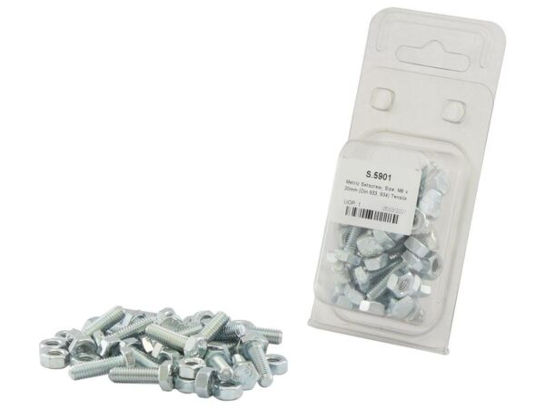Bolt, M6x20mm (DIN 933, DIN 934) Trækstyrke: 8.8.