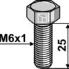 Bolt M6x1x25 u. møtrik - galvaniseret