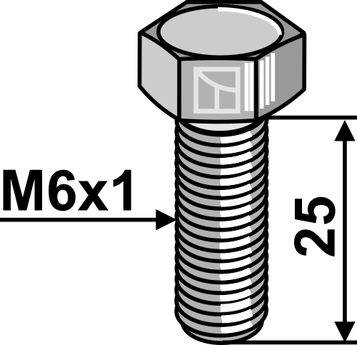 Bolt M6x1x25 u. møtrik - galvaniseret