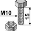 Bolt M10x1,5x15 m. låsemøtrik