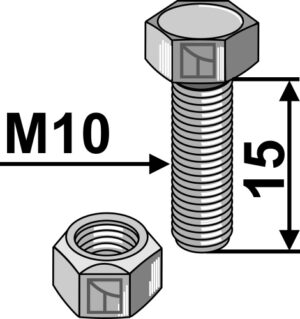 63-101610 Bolt M10x1,5x15 m. låsemøtrik