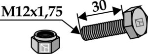 Bolt M12x1,75x30 m. låsemøtrik