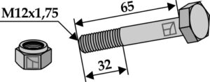 63-1265-2 Bolt M12x1,75x65 m. låsemøtrik