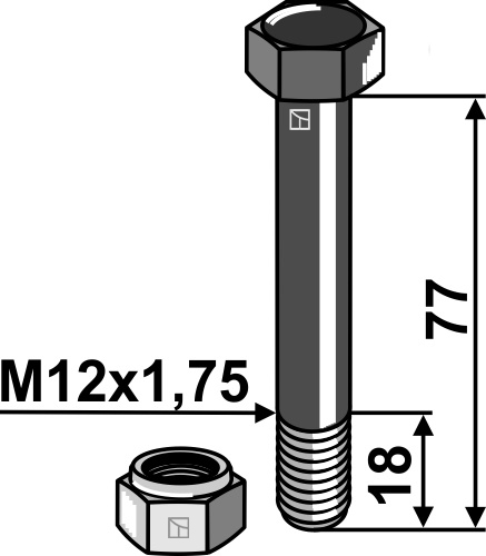Bolt M12x1,75x77 m. låsemøtrik