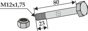 Bolt M12x1,75x80 m. låsemøtrik