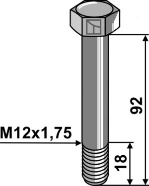 Bolt M12x1,75x92 - 12.9