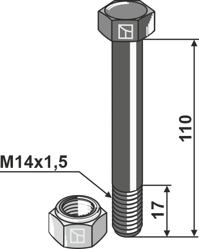 Bolt M14x1,5x110 m. låsemøtrik