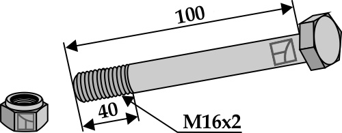Bolt M16x2x100 m. låsemøtrik