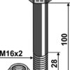 Bolt M16x2x100 m. låsemøtrik