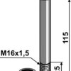 Bolt M16x1,5x115 m. låsemøtrik