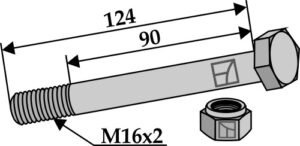 63-16124 Bolt M16x2x124 m. låsemøtrik