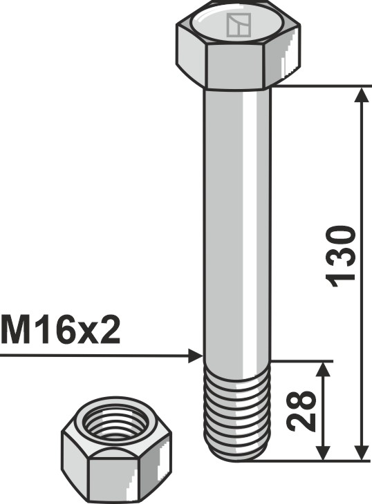 Bolt M16x2x130 m. låsemøtrik
