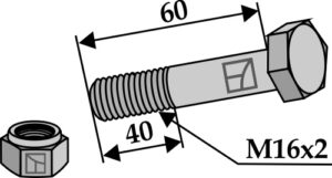 63-1660 Bolt M16x2x60 m. låsemøtrik