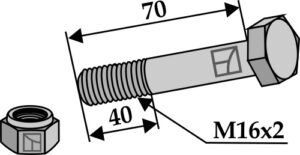 63-1670 Bolt M16x2x70 m. låsemøtrik