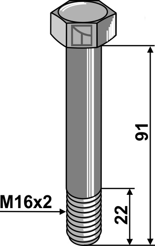 Bolt M16x2x91 u. møtrik