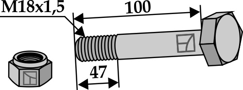 Bolt M18x1,5x100 m. låsemøtrik