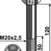 Bolt M20x2,5x120 m. låsemøtrik