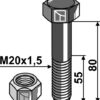 Bolt M20x1,5x80 m. låsemøtrik