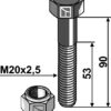 Bolt M20x2,5x90 - 10.9 m. låsemøtrik