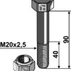 Bolt M20x2,5x90 - 10.9 m. låsemøtrik
